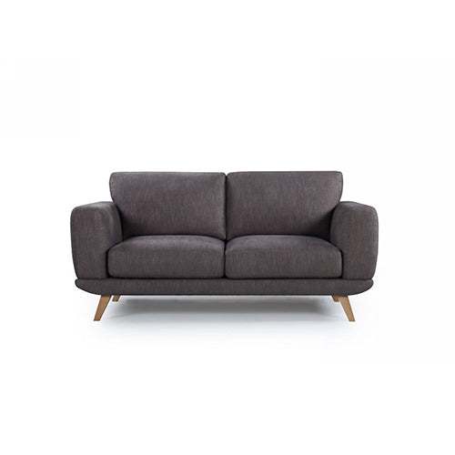 2 Seater Sofa Brown Fabric Lounge Set for Living Room Couch with Solid
