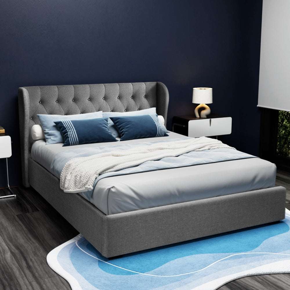 ISSA Gas Lift Queen Bed Frame - Grey