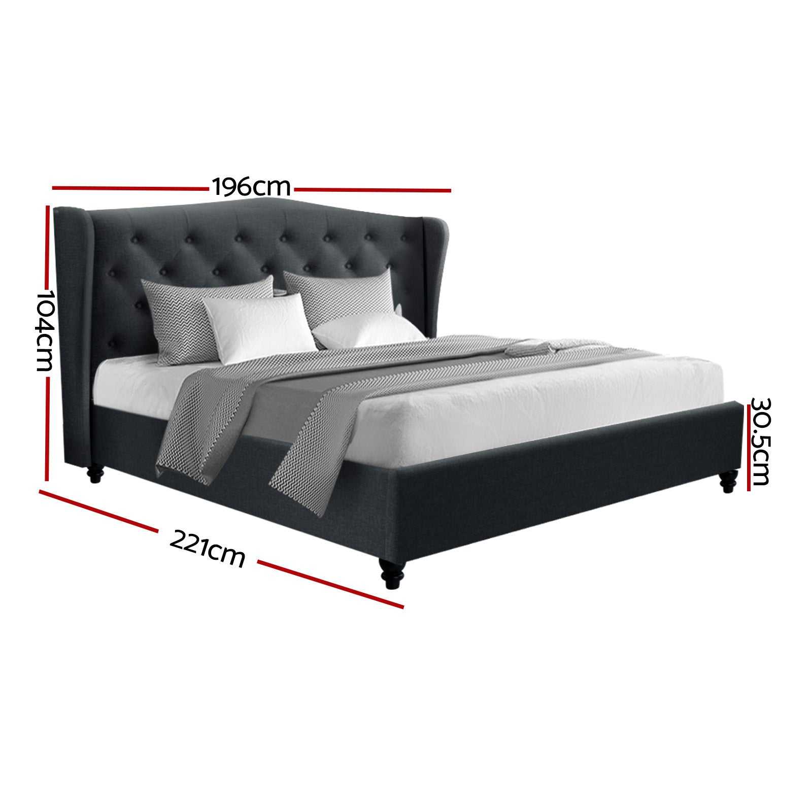PIER Bed Frame King Size Charcoal
