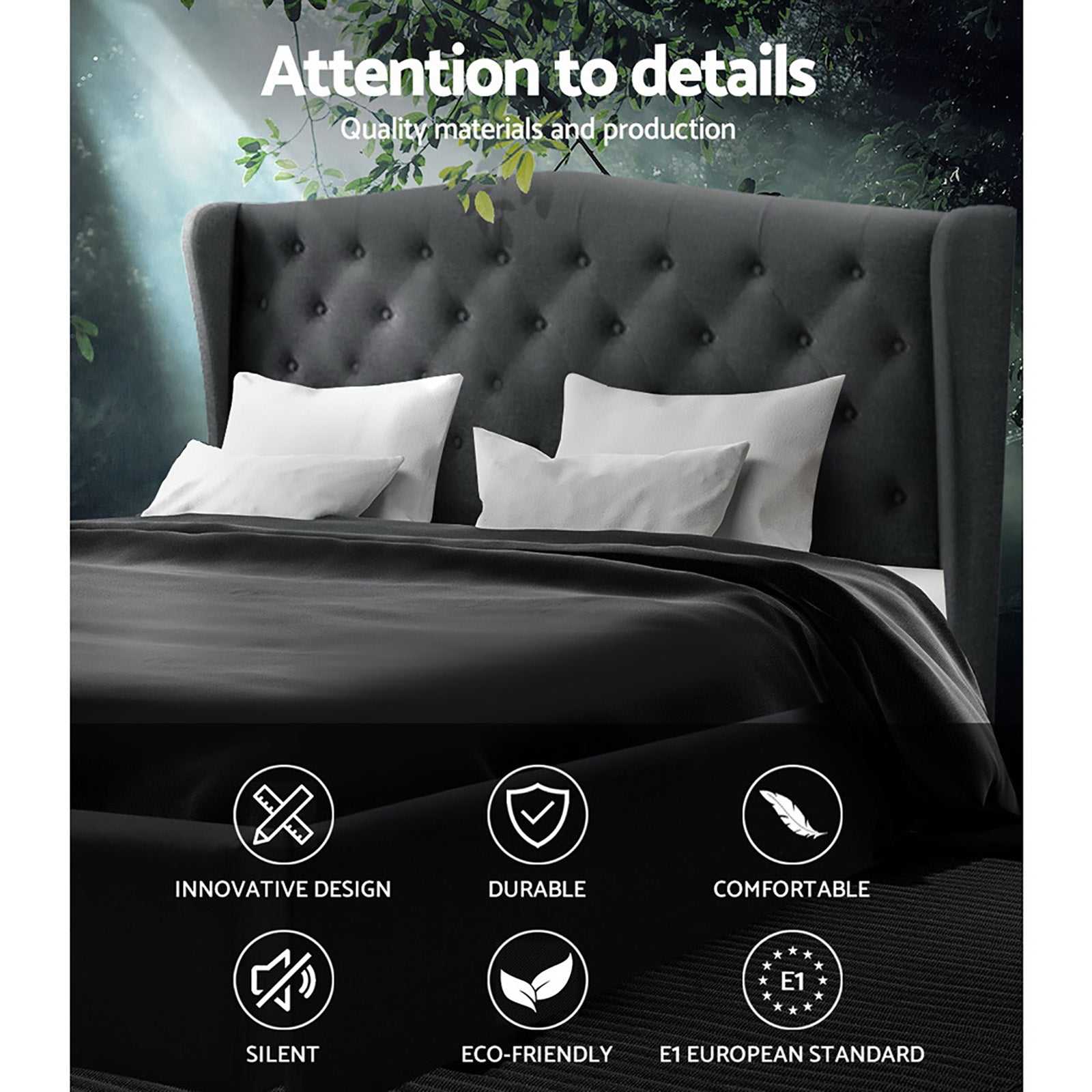 PIER Bed Frame King Size Charcoal