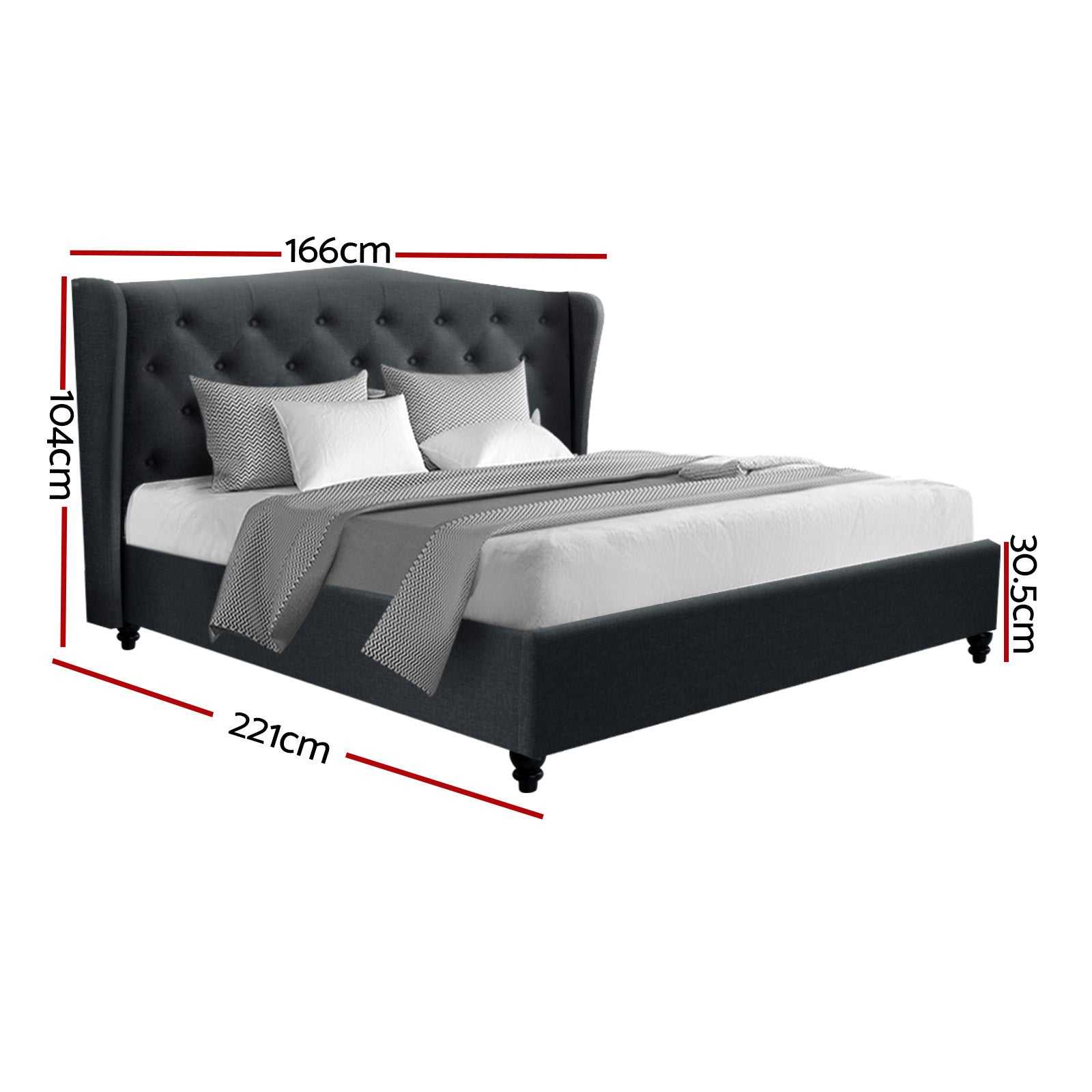 PIER Bed Frame Queen Size Charcoal