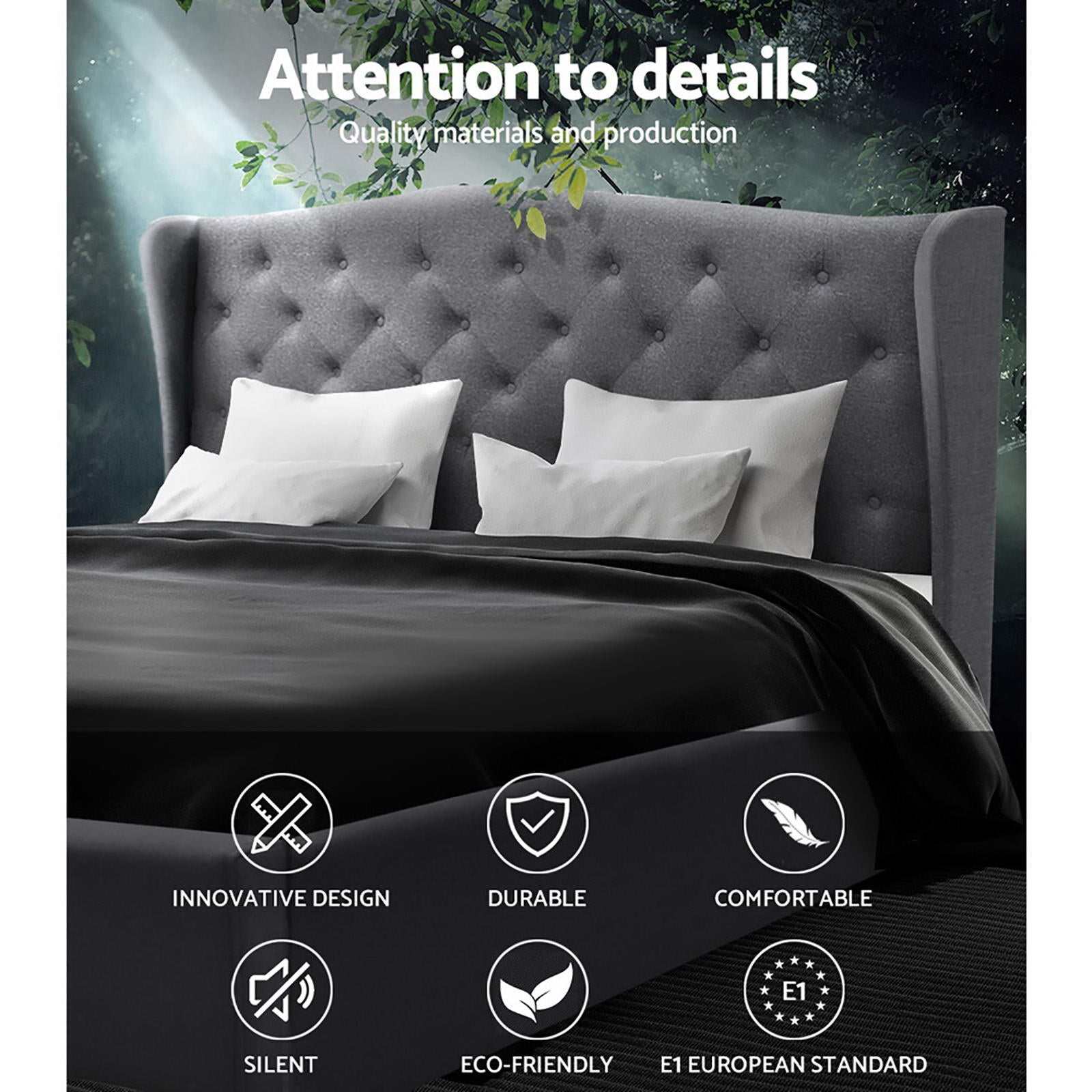 PIER Bed Frame Queen Size Grey