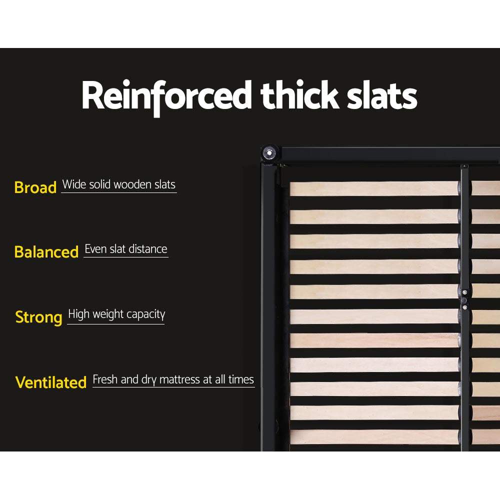 MILA Bed Frame Queen Size with 4 Drawers Charcoal