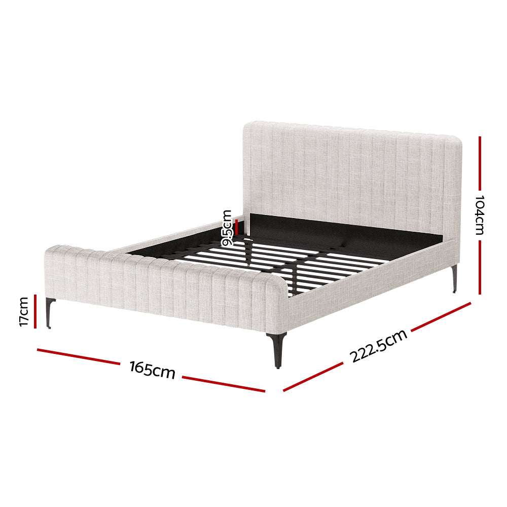 AMMY Queen Size Beige Bed Frame