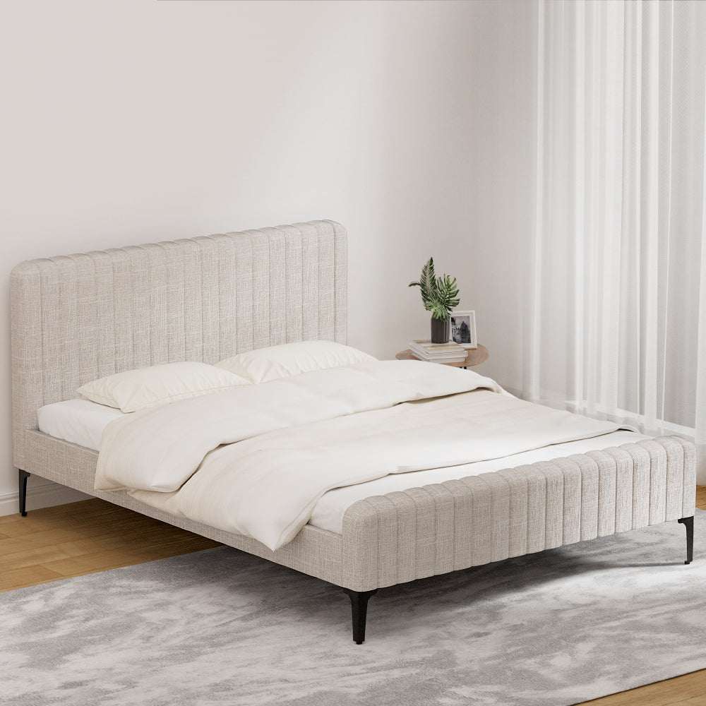 AMMY Queen Size Beige Bed Frame