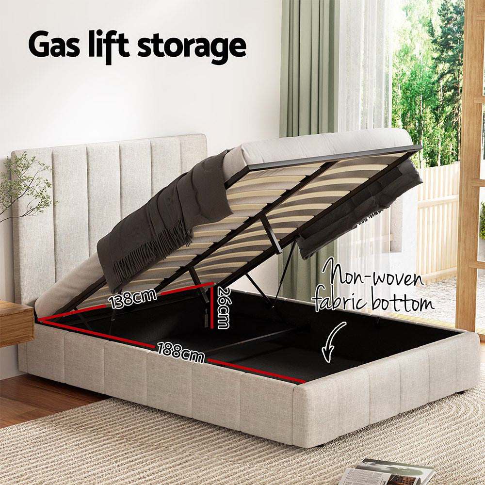 TETTE Bed Frame Double Size Beige