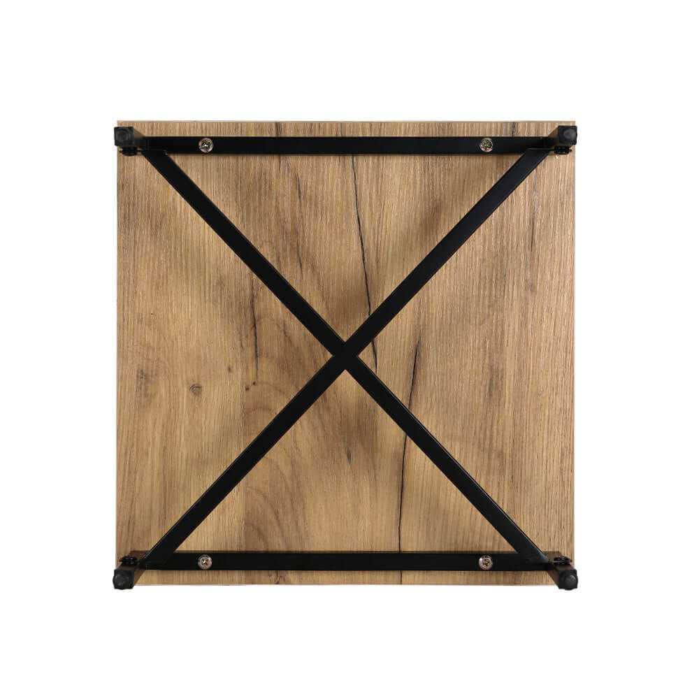 KRAVU Bedside Table Drawers Shelf Storage Nightstand - Rust Oak