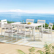 Gardeon 7 Piece Outdoor Dining Set Aluminium Table And Chairs - White