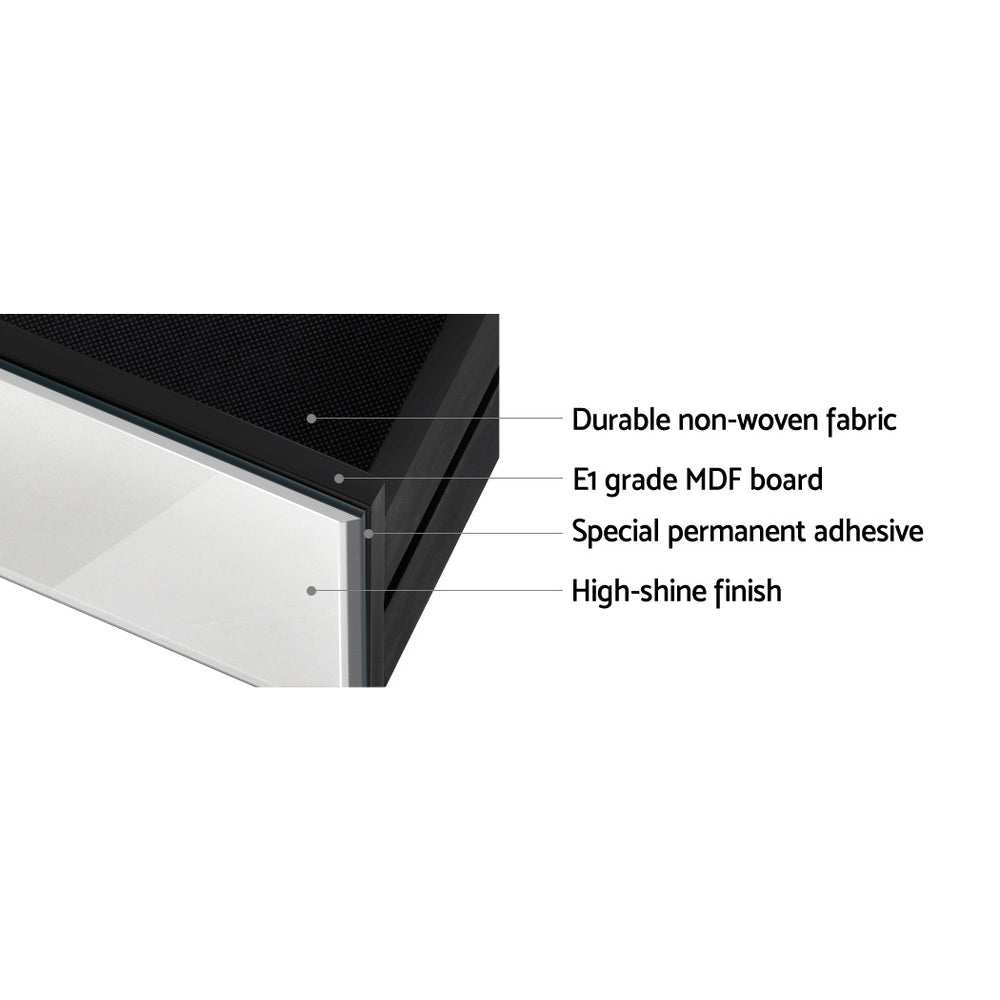 PRESIA Set of 2 Bedside Table 3 Drawers Mirrored Glass - Silver