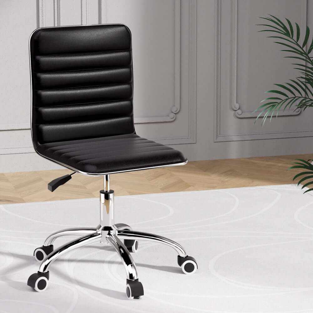 Ishi PU Leather Office Chair Low Back - Black