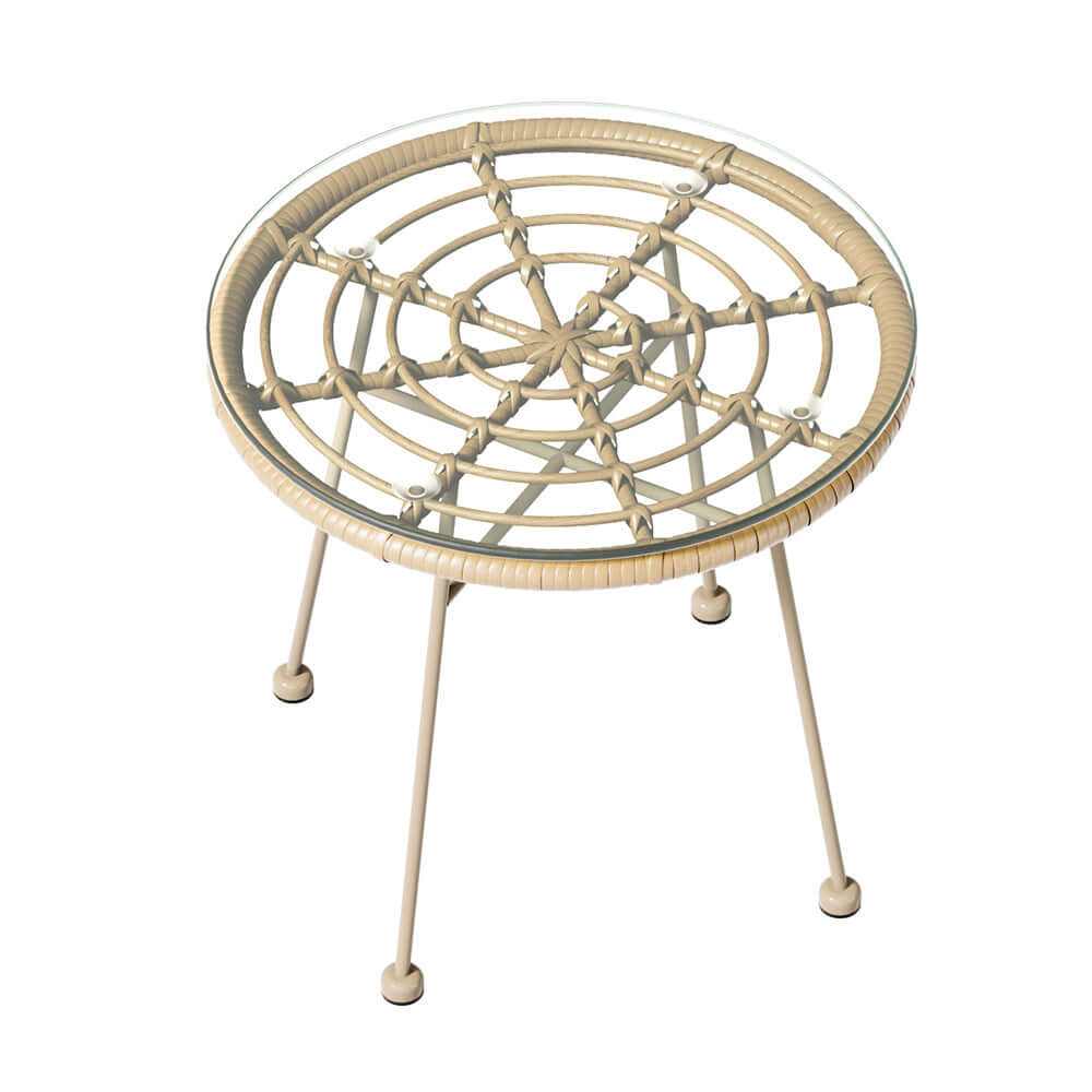 3PC Rope Garden Table And Chairs - Beige