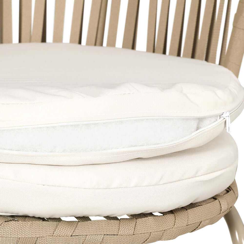3PC Rope Garden Table And Chairs - Beige