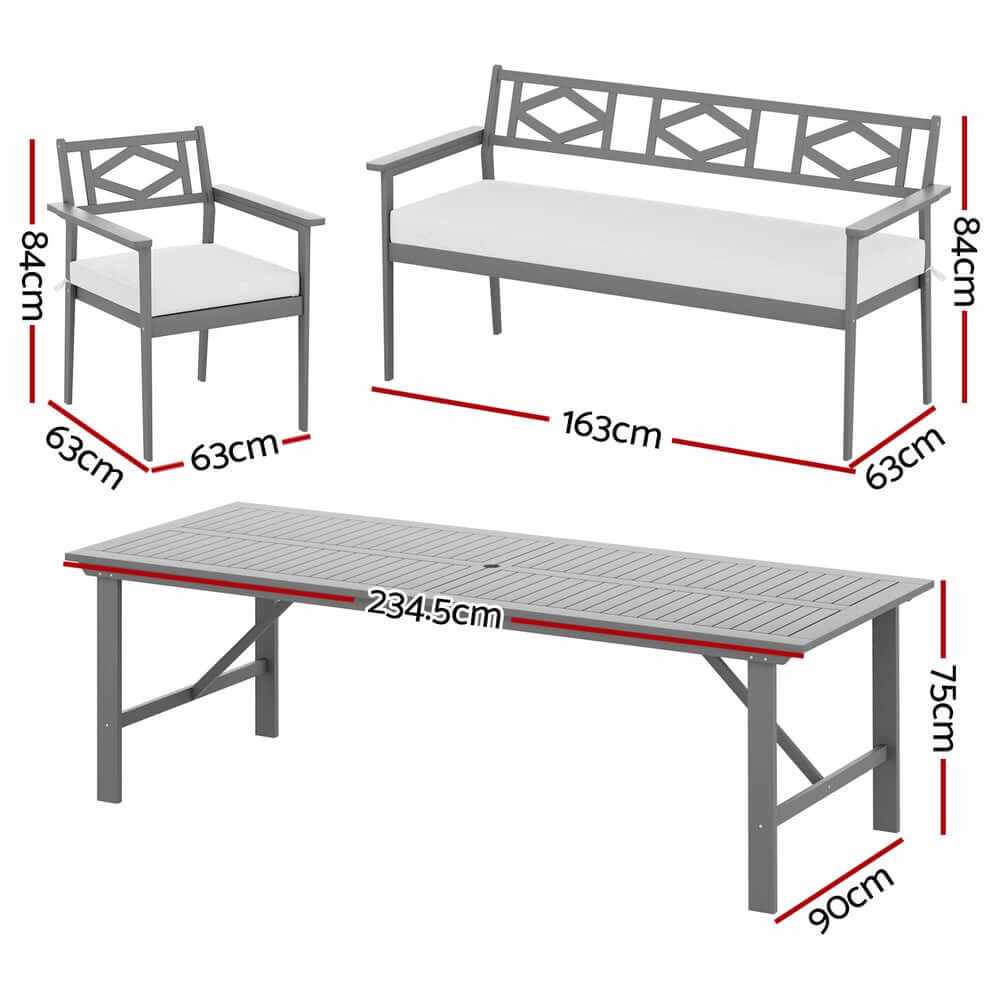Gardeon Outdoor Dining Set 5 Piece Wooden Garden Table And Chairs - Gr