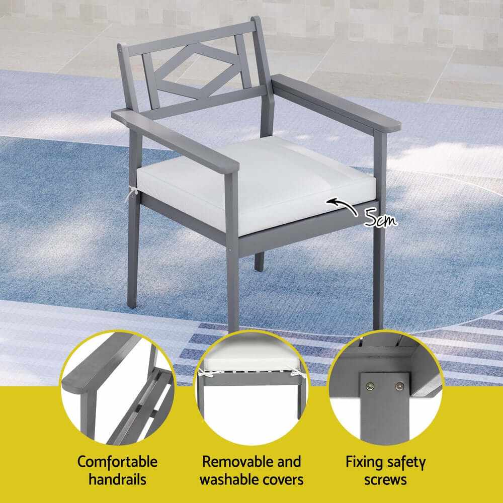 Gardeon Outdoor Dining Set 5 Piece Wooden Garden Table And Chairs - Gr