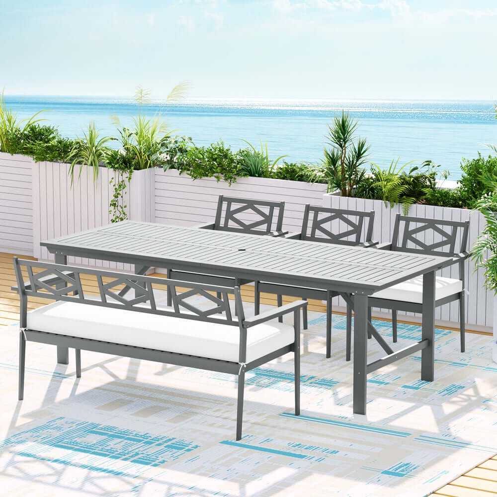 Gardeon Outdoor Dining Set 5 Piece Wooden Garden Table And Chairs - Gr