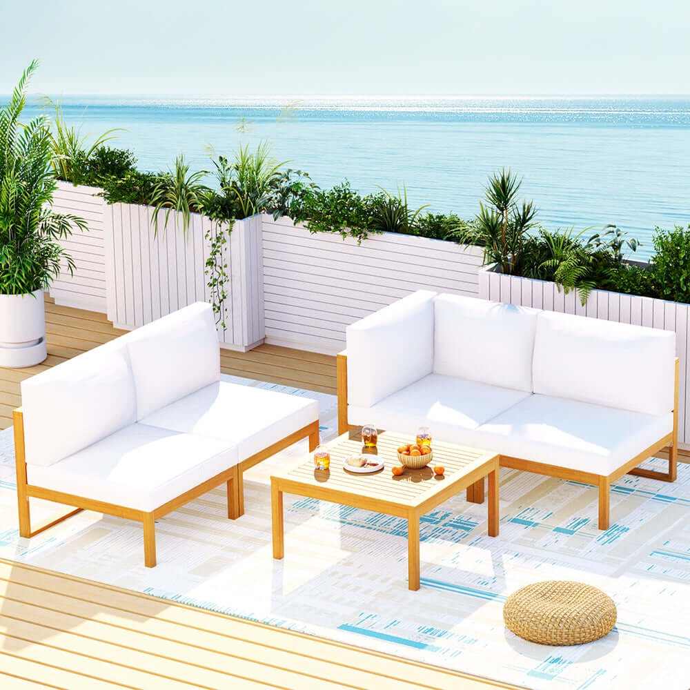 Gardeon 4-Seater Sofa Set Setting 5PCS Wooden Outdoor Furniture