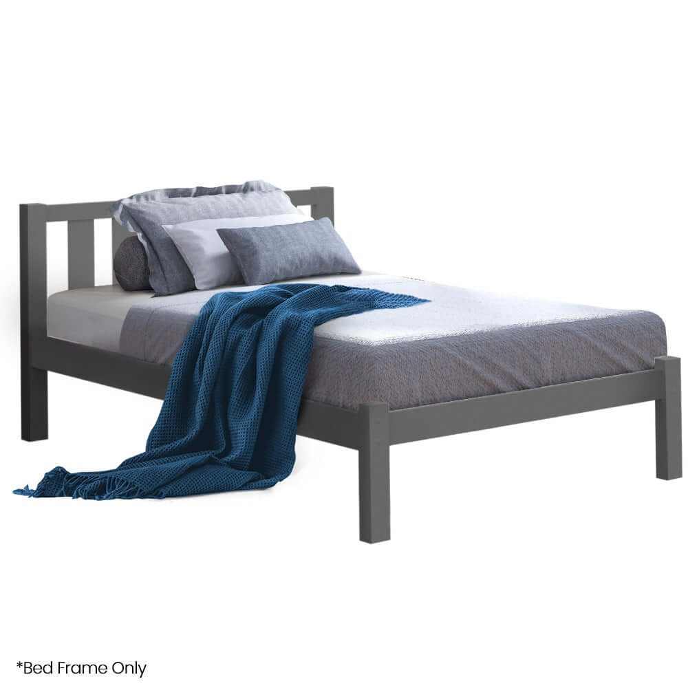 Kingston Slumber Wooden Bed King Single Size Frame - Grey