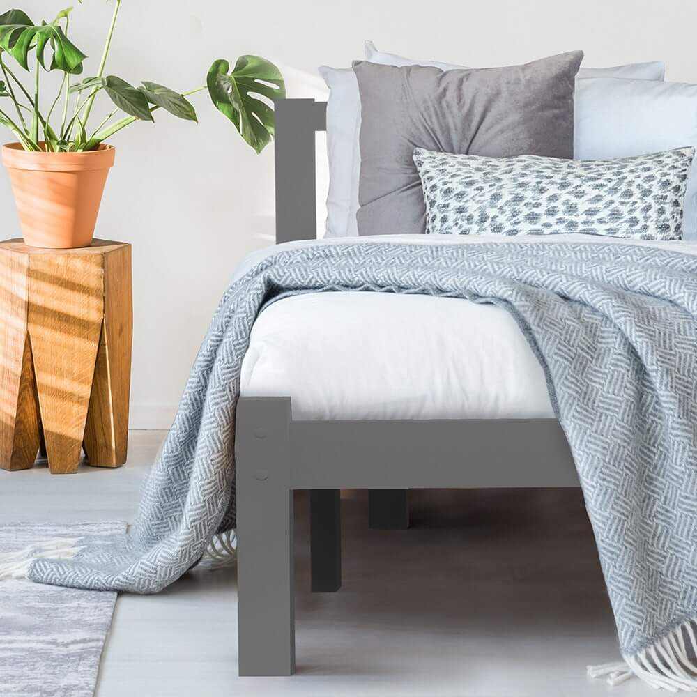 Kingston Slumber Wooden Bed King Single Size Frame - Grey