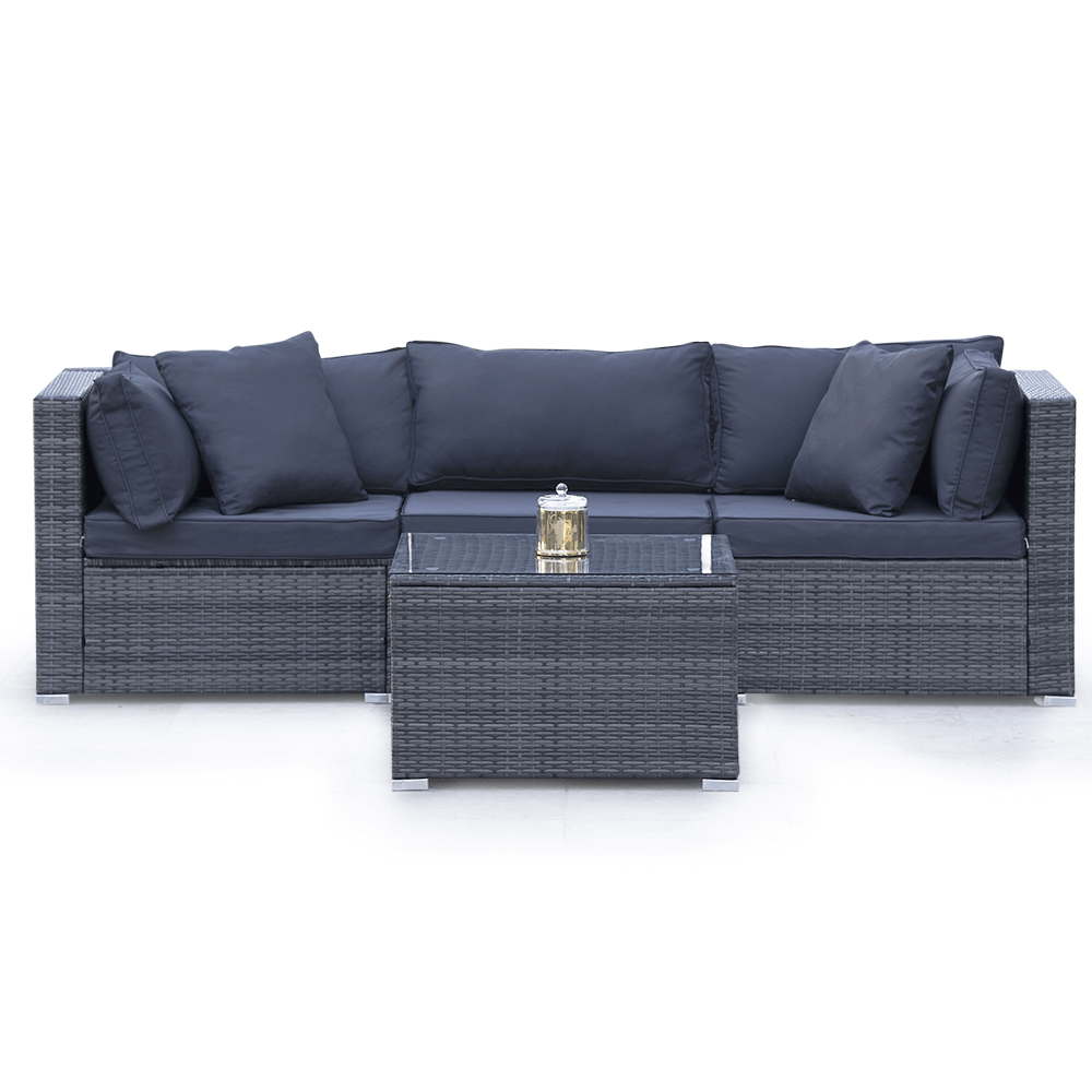 LONDON 4 Piece 3 Seater Rattan Outdoor Lounge - Grey
