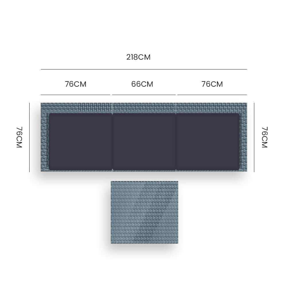 LONDON 4 Piece 3 Seater Rattan Outdoor Lounge - Grey