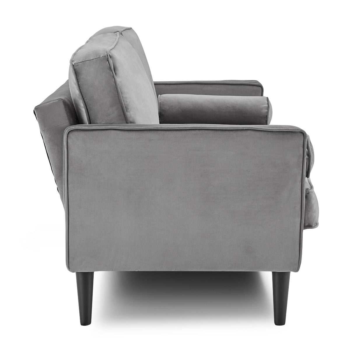 Sarantino Faux Velvet Convertible Sofa Bed - Grey