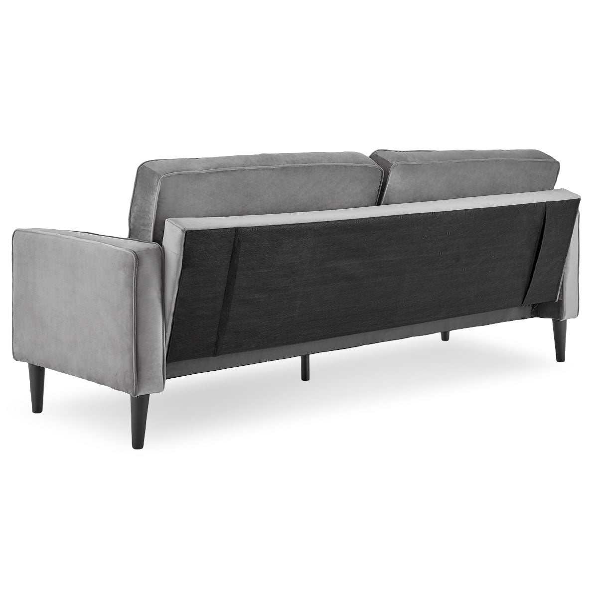 Sarantino Faux Velvet Convertible Sofa Bed - Grey