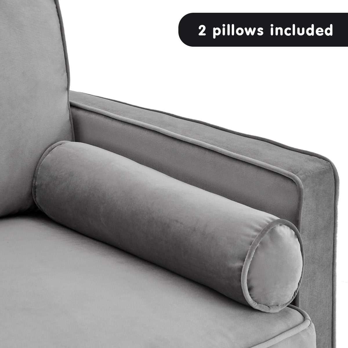 Sarantino Faux Velvet Convertible Sofa Bed - Grey