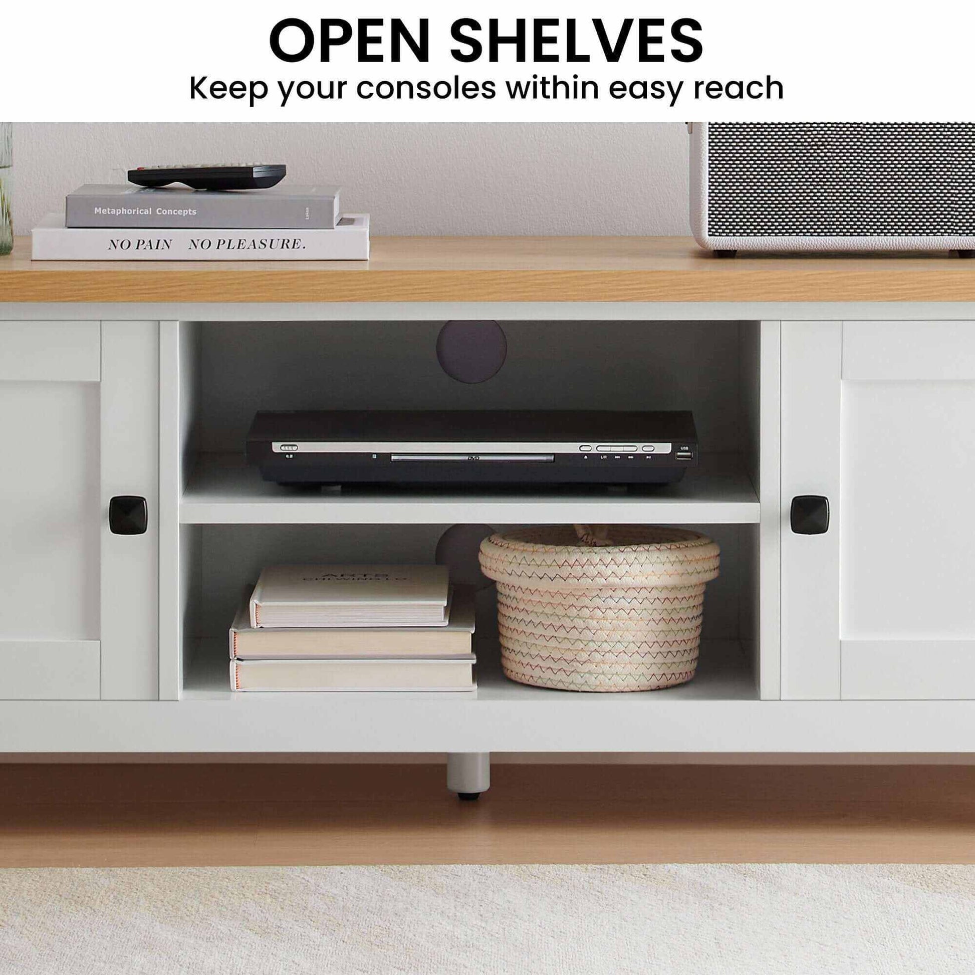 Sarantino Gio White Natural TV Stand