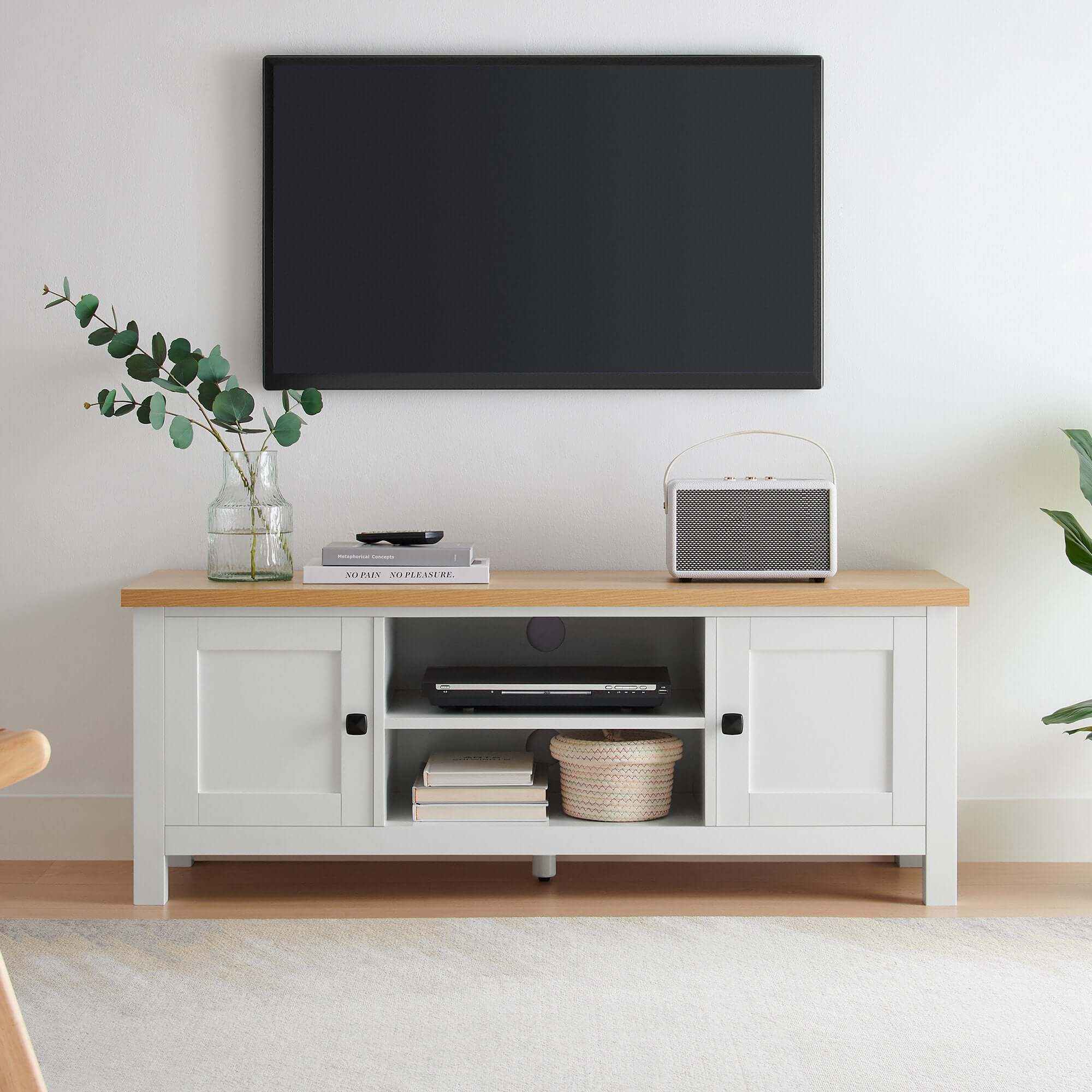 Sarantino Gio White Natural TV Stand