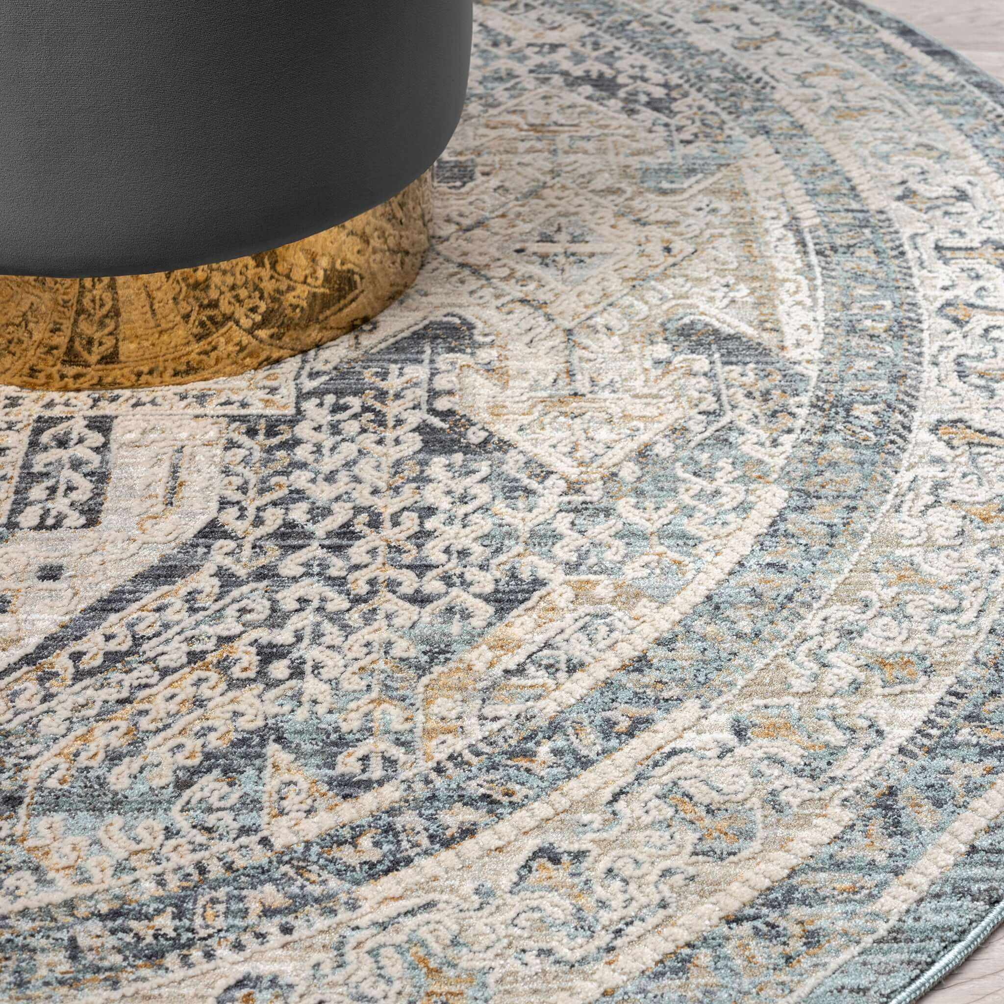 Aubre Modern Farmhouse Living Room Rug - Charcoal - 300x400