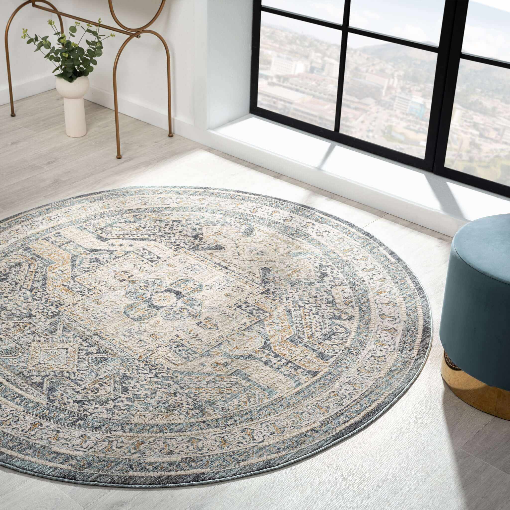 Aubre Modern Farmhouse Living Room Rug - Charcoal - 300x400