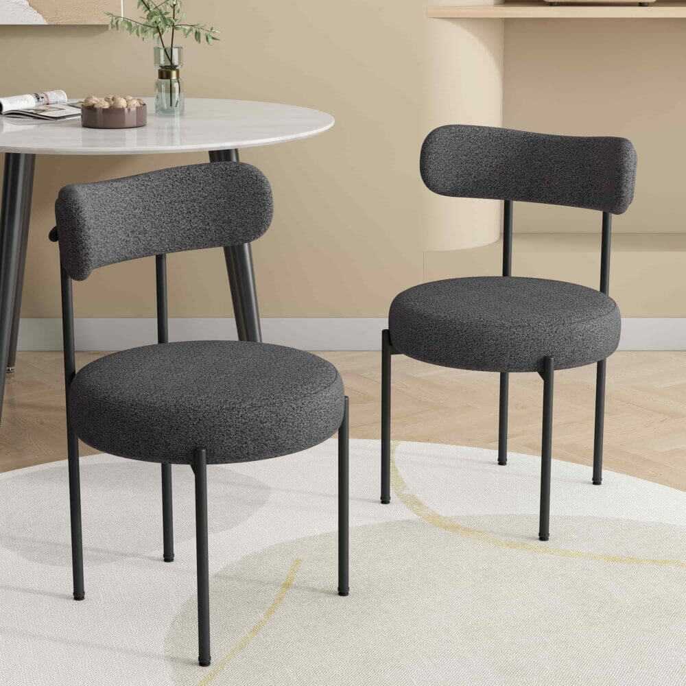 Charcoal Chic Elsa Boucle Dining Chairs