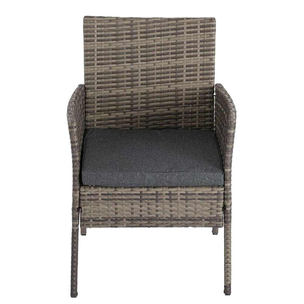 PE Rattan Outdoor Furniture Chair Set and Coffee Table - Mixed Grey