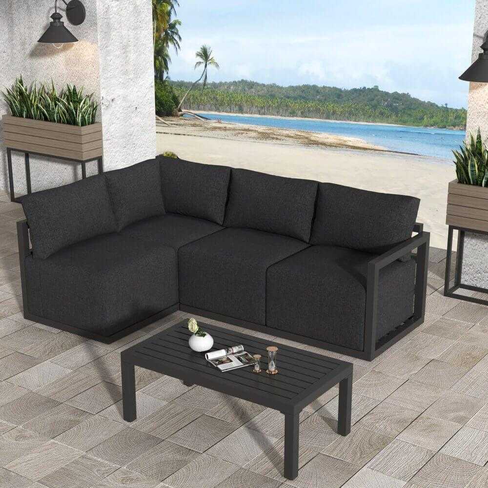Alfresco Furniture Four Seat Outdoor Sofa Set - Charcoal Grey
