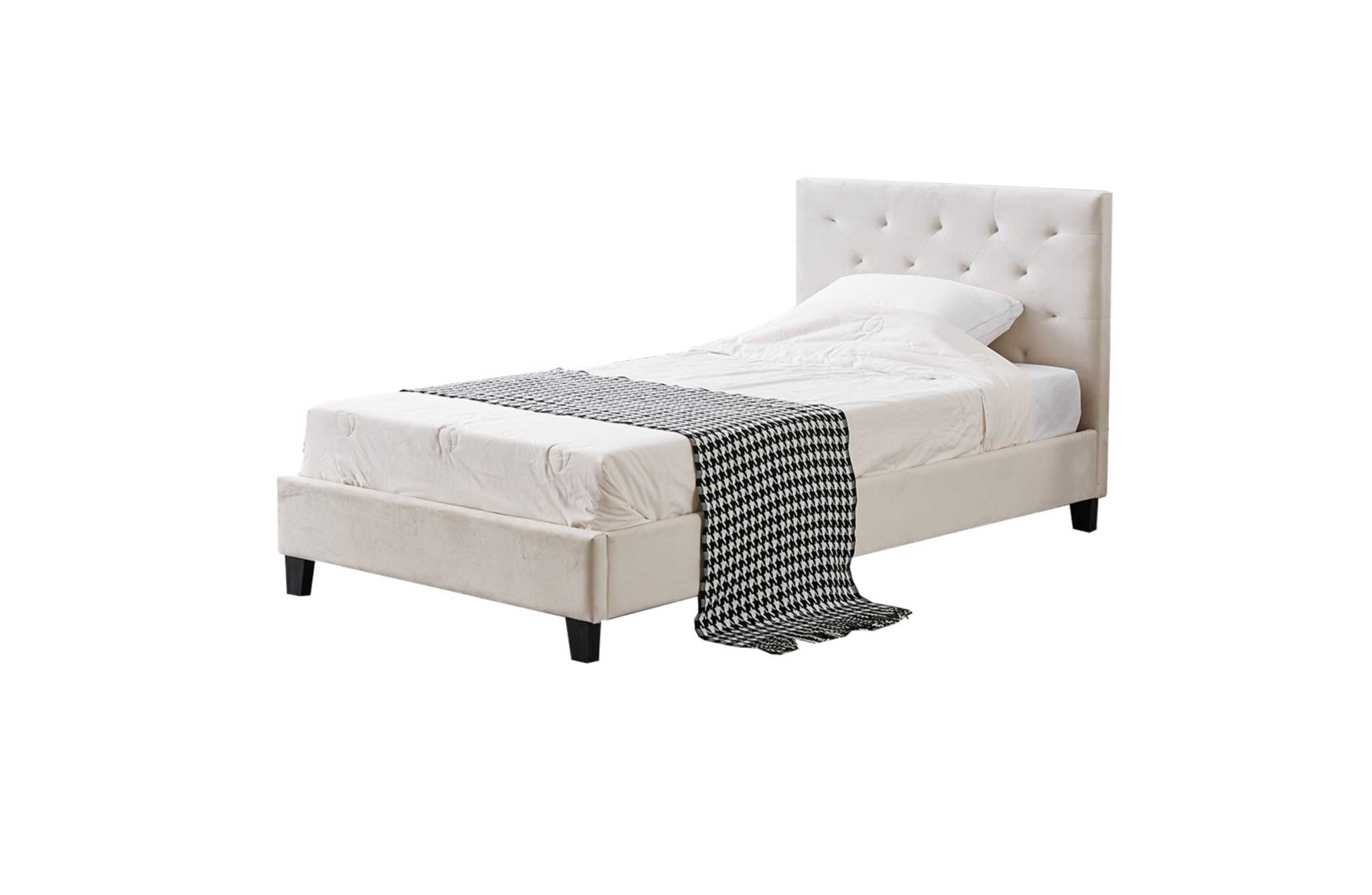 Winston Velvet Bed King Single - Beige