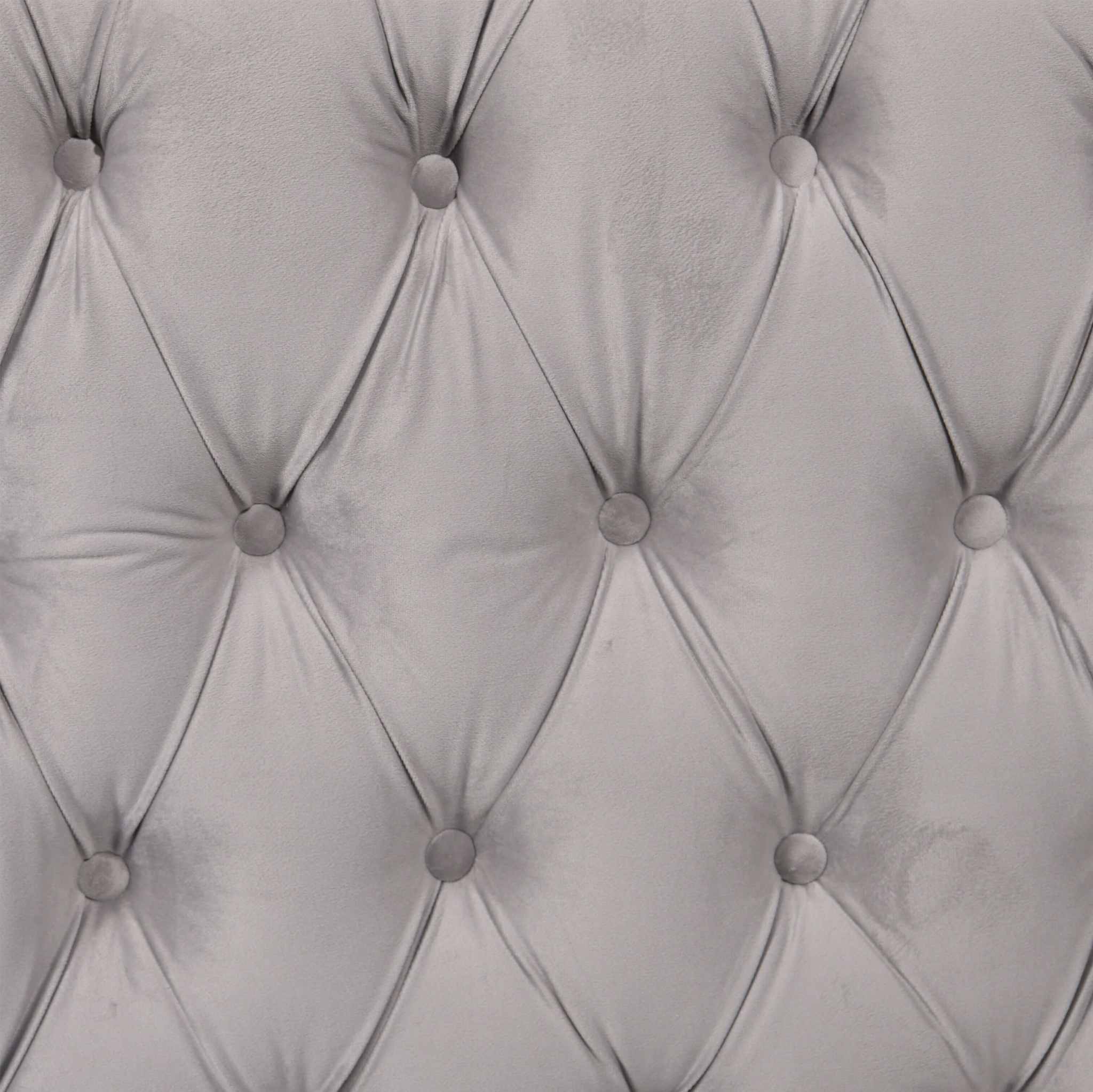 Madeline Range Modern Couch - Light Grey Velvet - Silver Trims