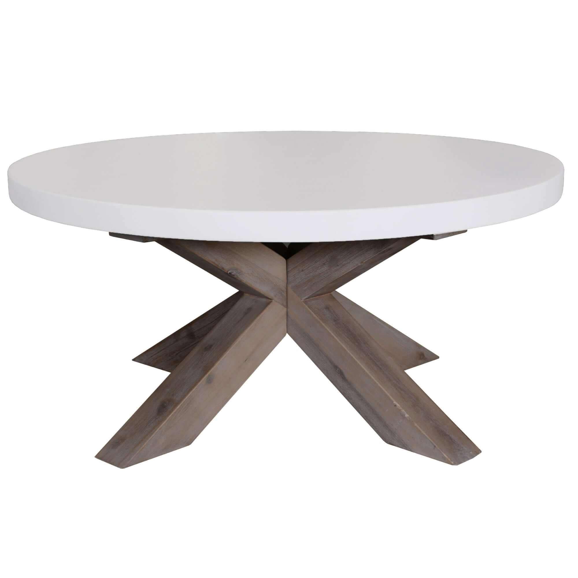 Stony 85cm Contemporary Round Coffee Table with Concrete Top - White