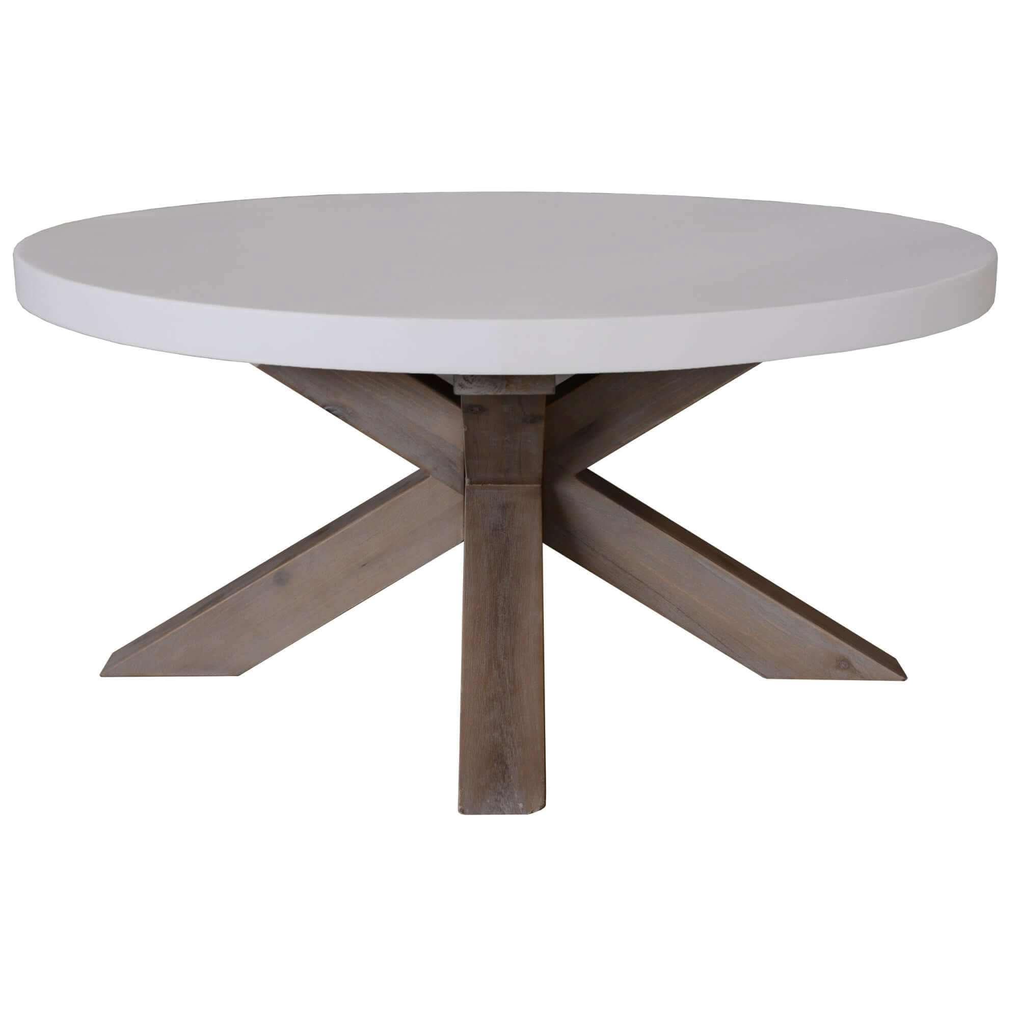 Stony 85cm Contemporary Round Coffee Table with Concrete Top - White