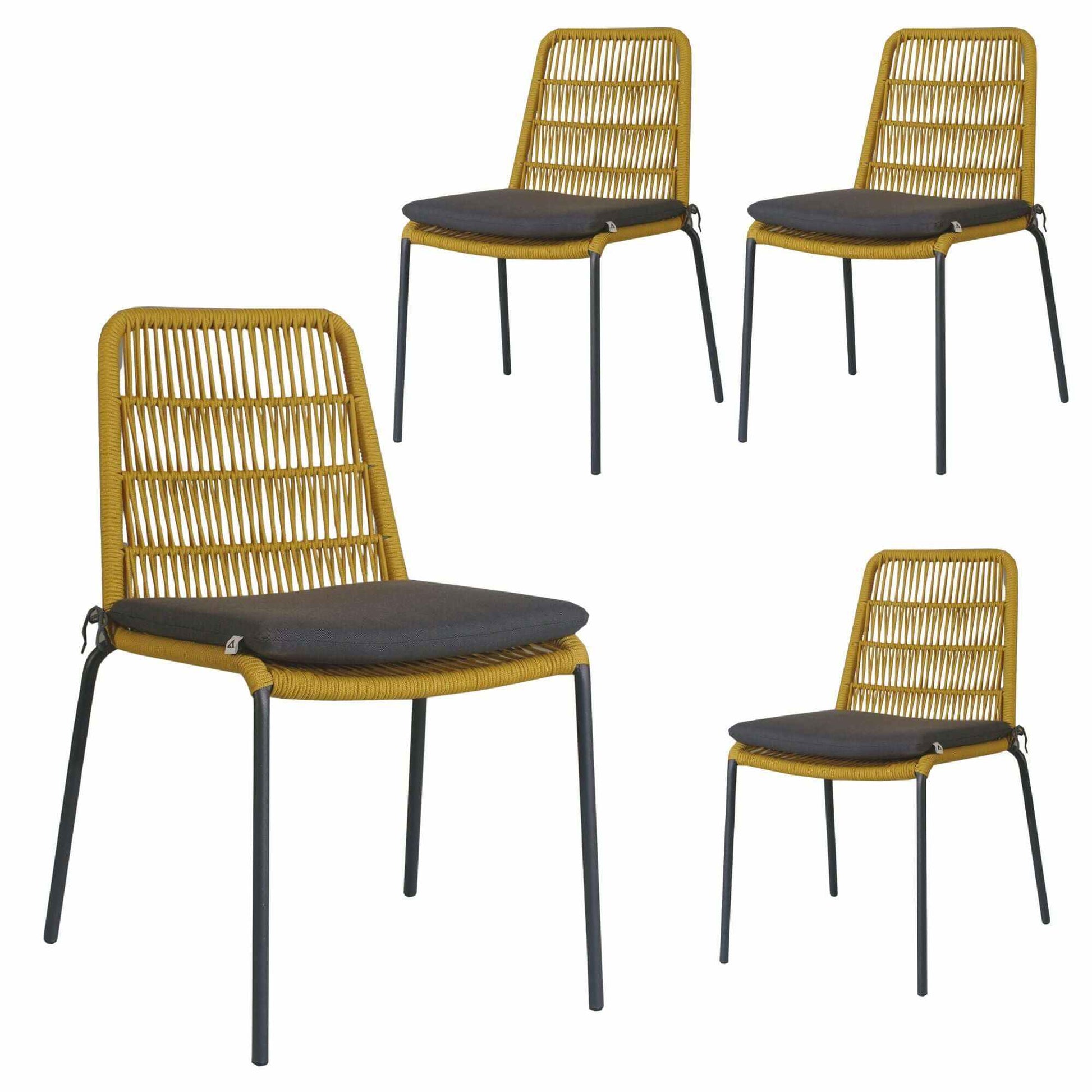 Lara Rope Outdoor Dining Chair Set of 4 - Yellow