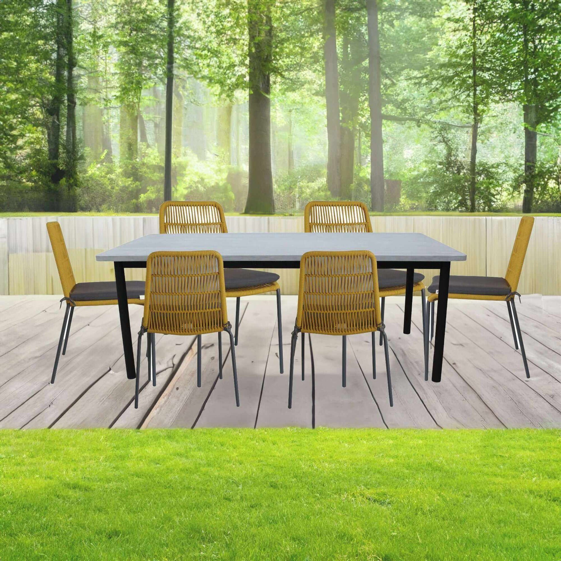 Lara Rope Outdoor Dining Chair Set of 4 - Yellow