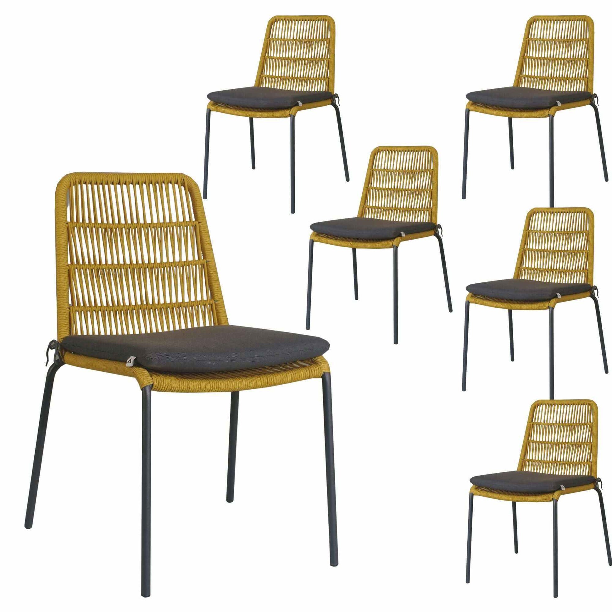 Lara Yellow Patio Dining Chairs 6pc Set