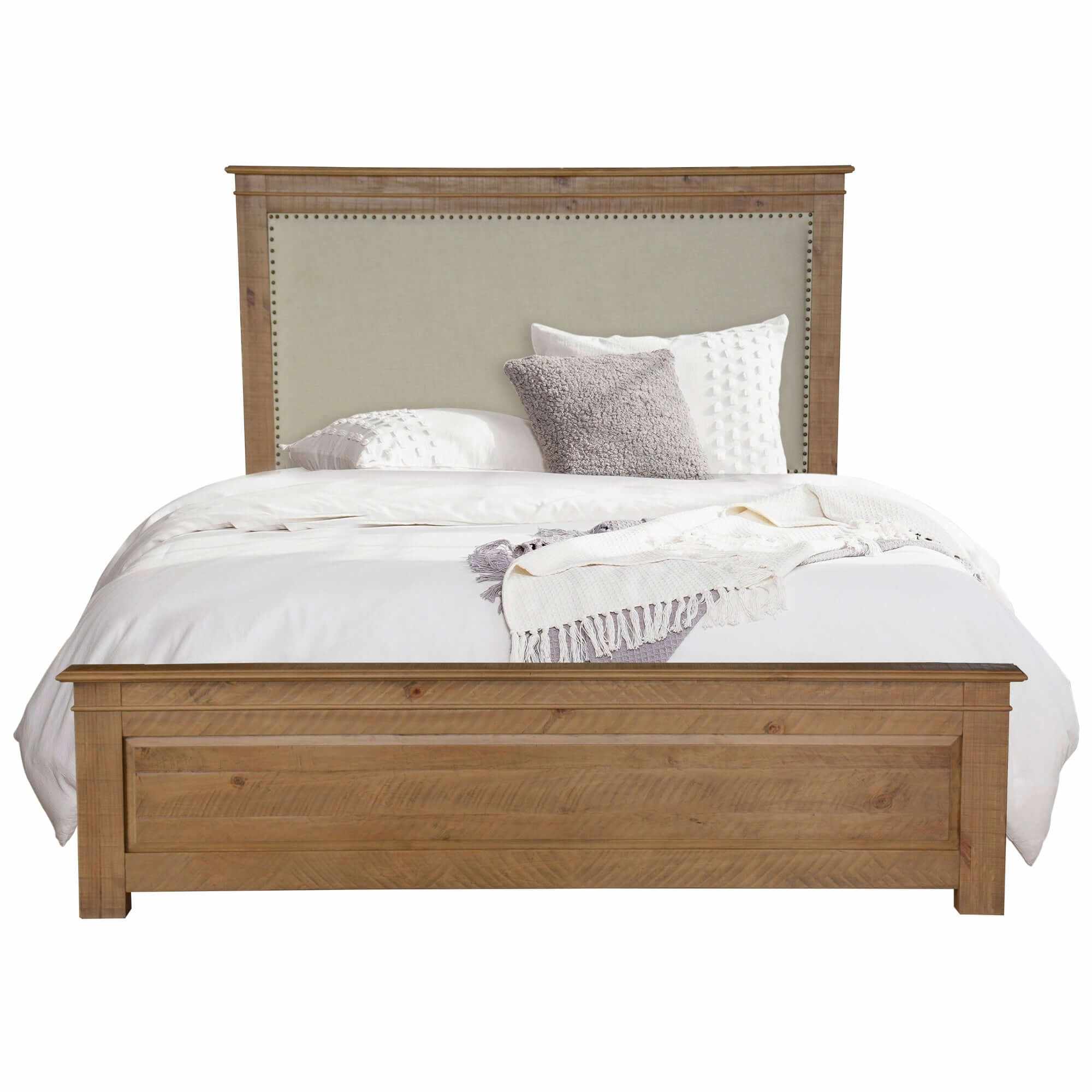 Jade French Provincial Style King Bed Frame with Headboard - Natural