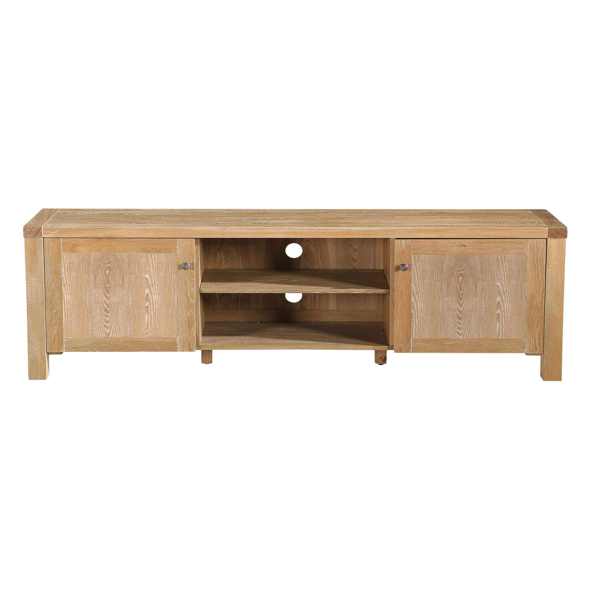 Woodland 180cm Entertainment Unit Timber Wood 2 Door Natural