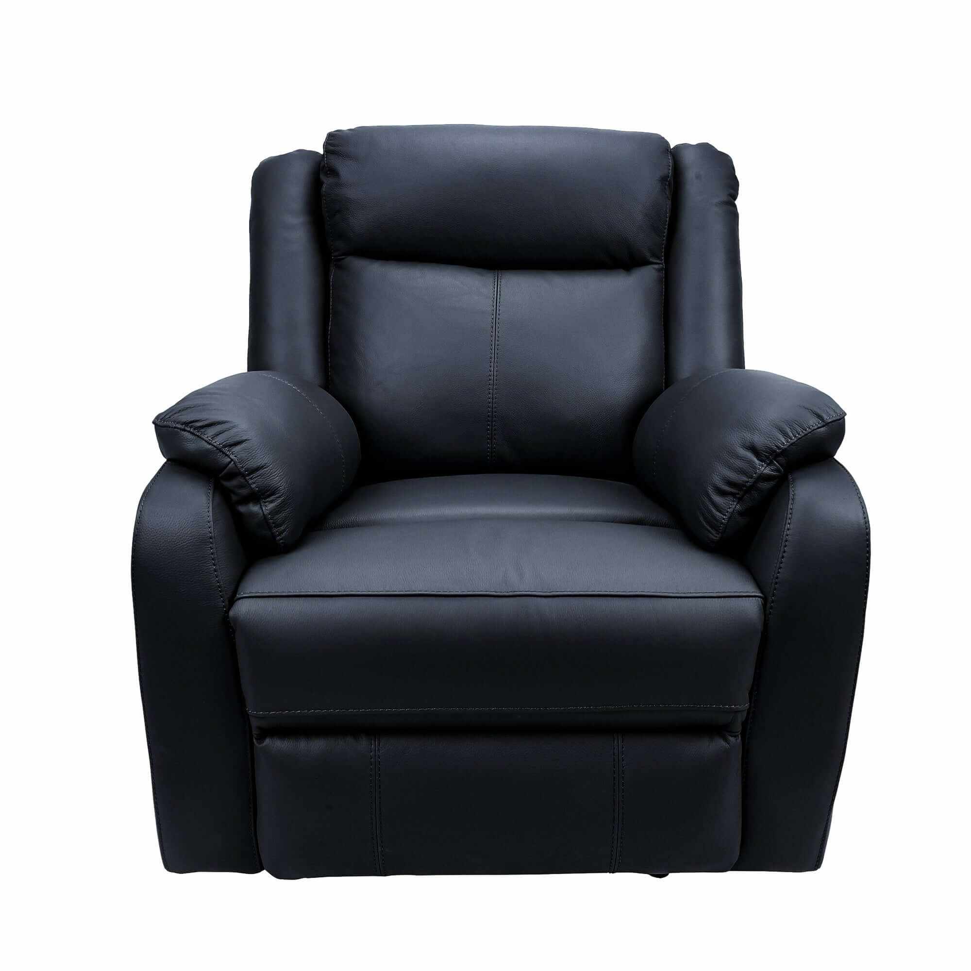 Bella 3+1+1 Seater Genuine Leather Reclining Sofa - Black