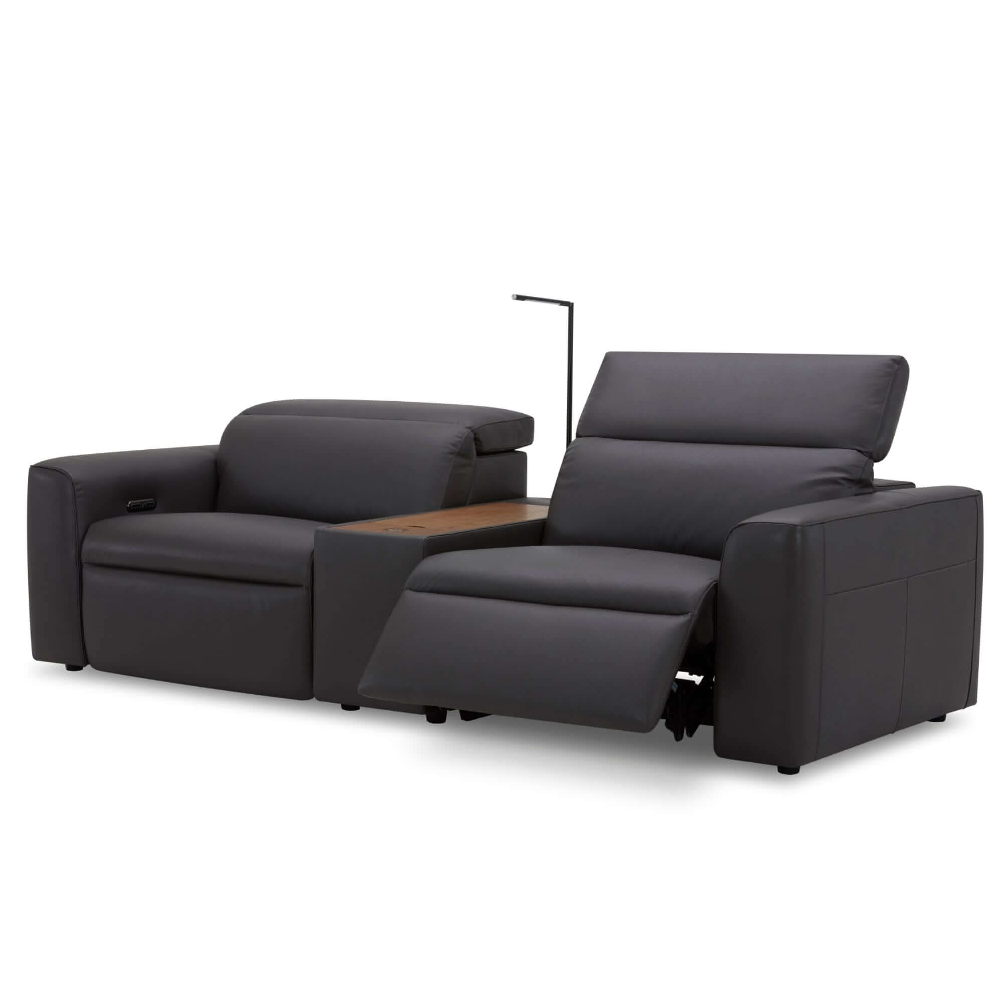Hallie Electric Powered Genuine Leather 2 Seater Recliner Sofa - Graph