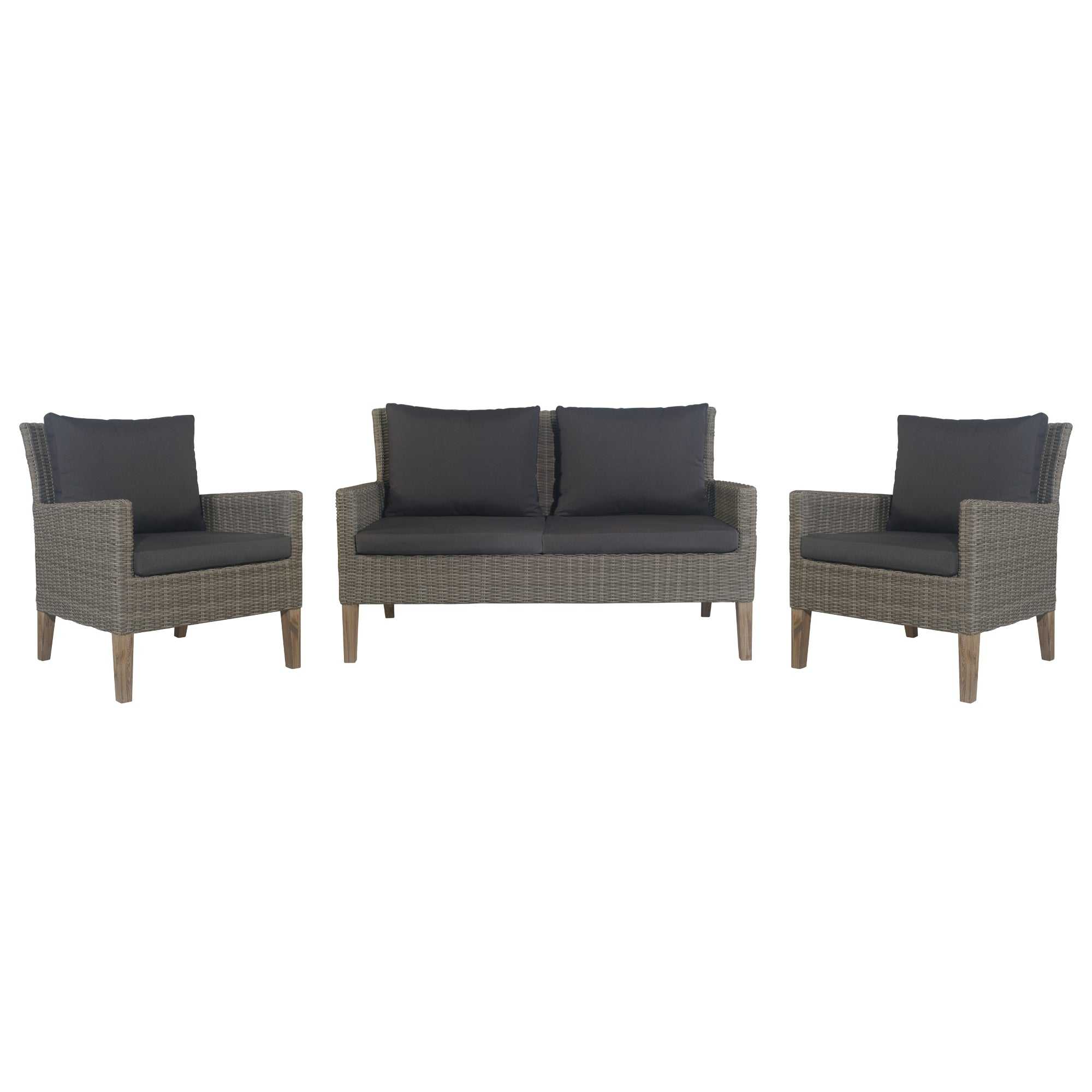 Byron 3pc Outdoor Sofa Set 2 Seater Lounge and 2 Arm Chair