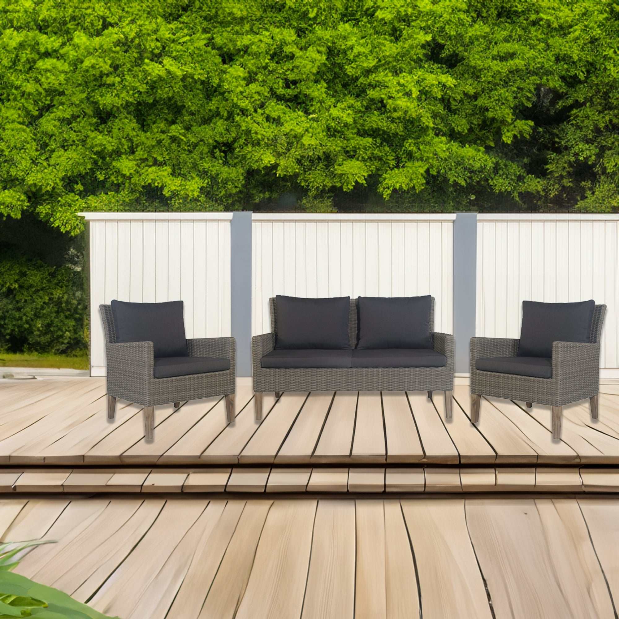 Byron 3pc Outdoor Sofa Set 2 Seater Lounge and 2 Arm Chair