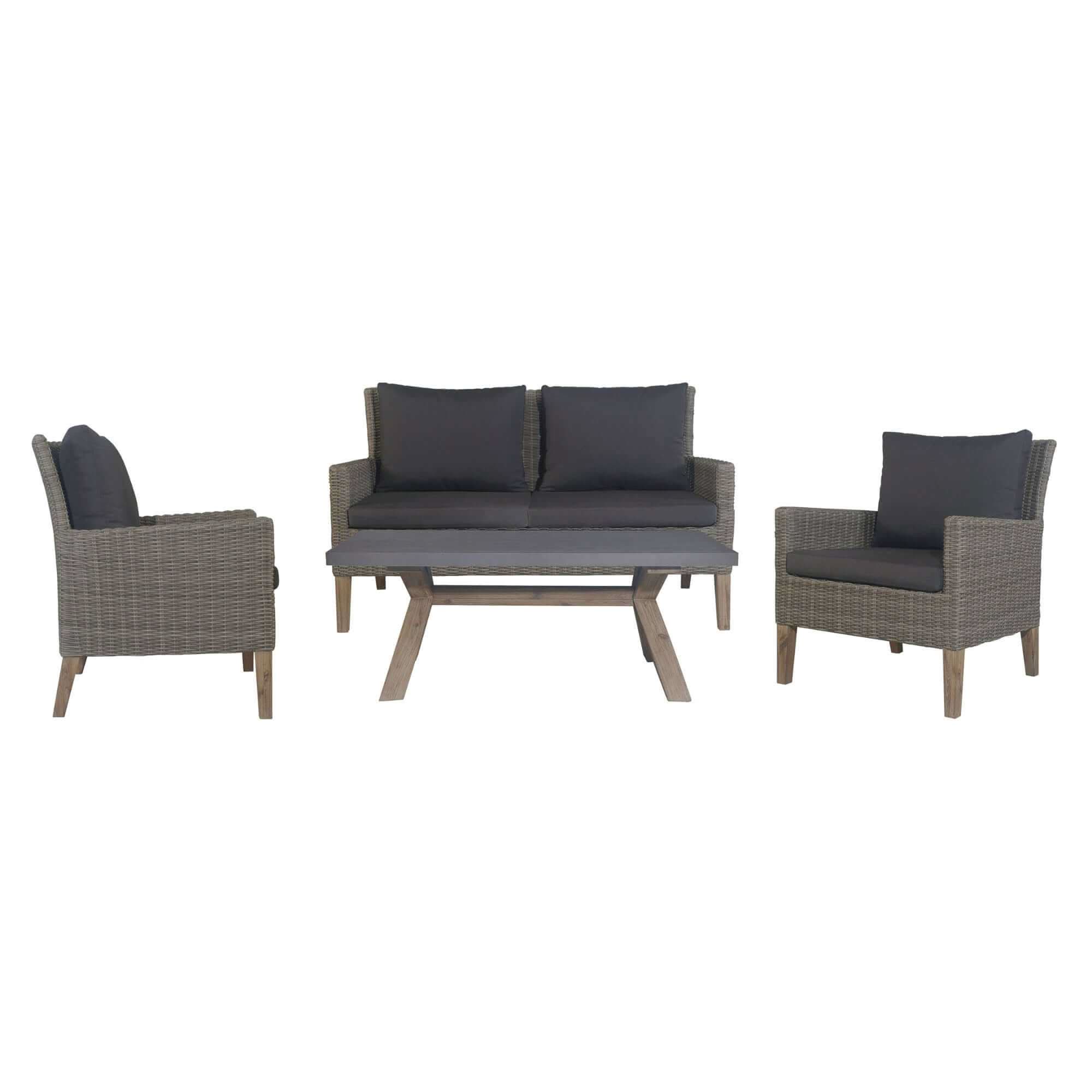 Byron Grey Rattan Garden Furniture 4pc Outdoor Sofa Set