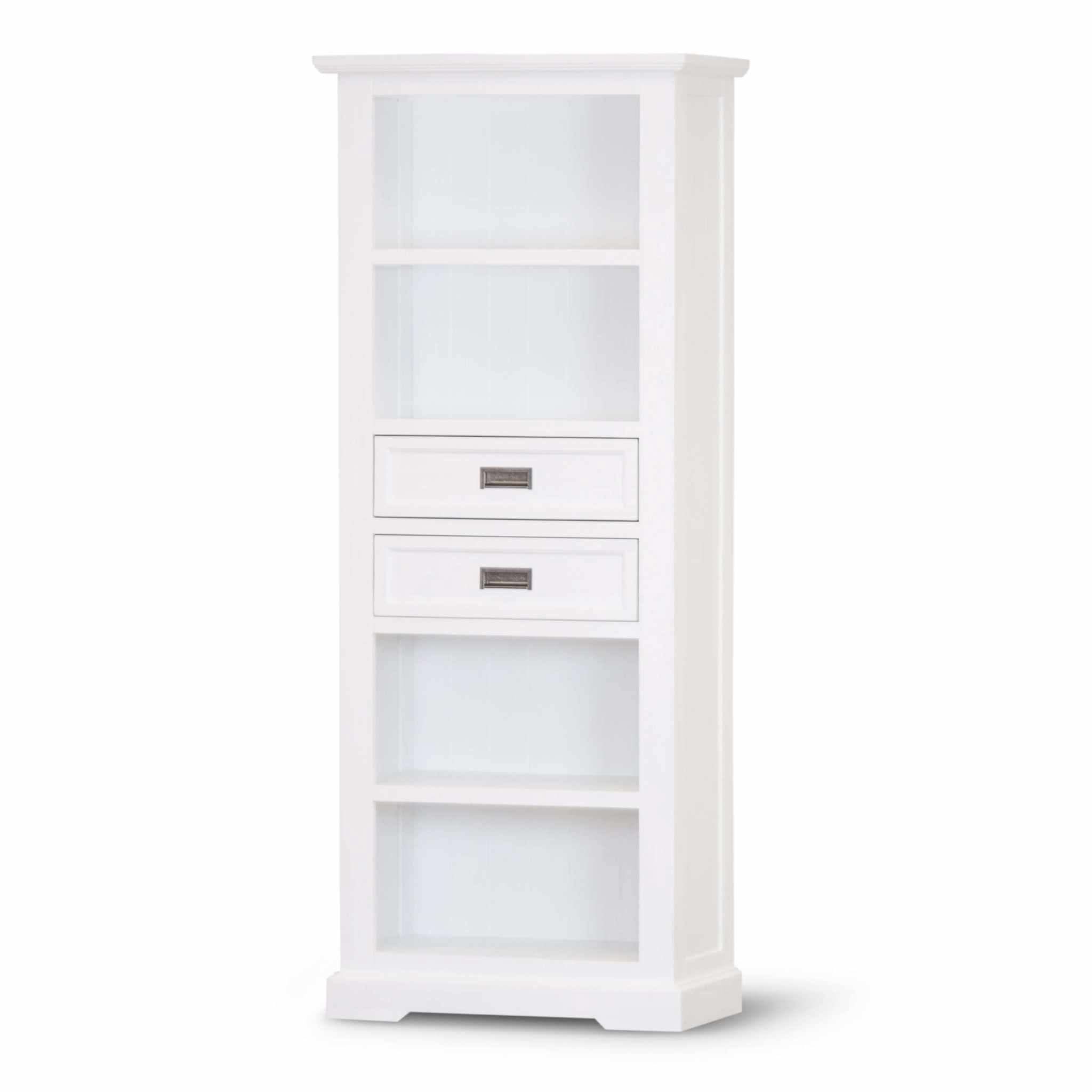 Laelia 4 Tier White Bookcase Solid Acacia Wood Coastal Furniture