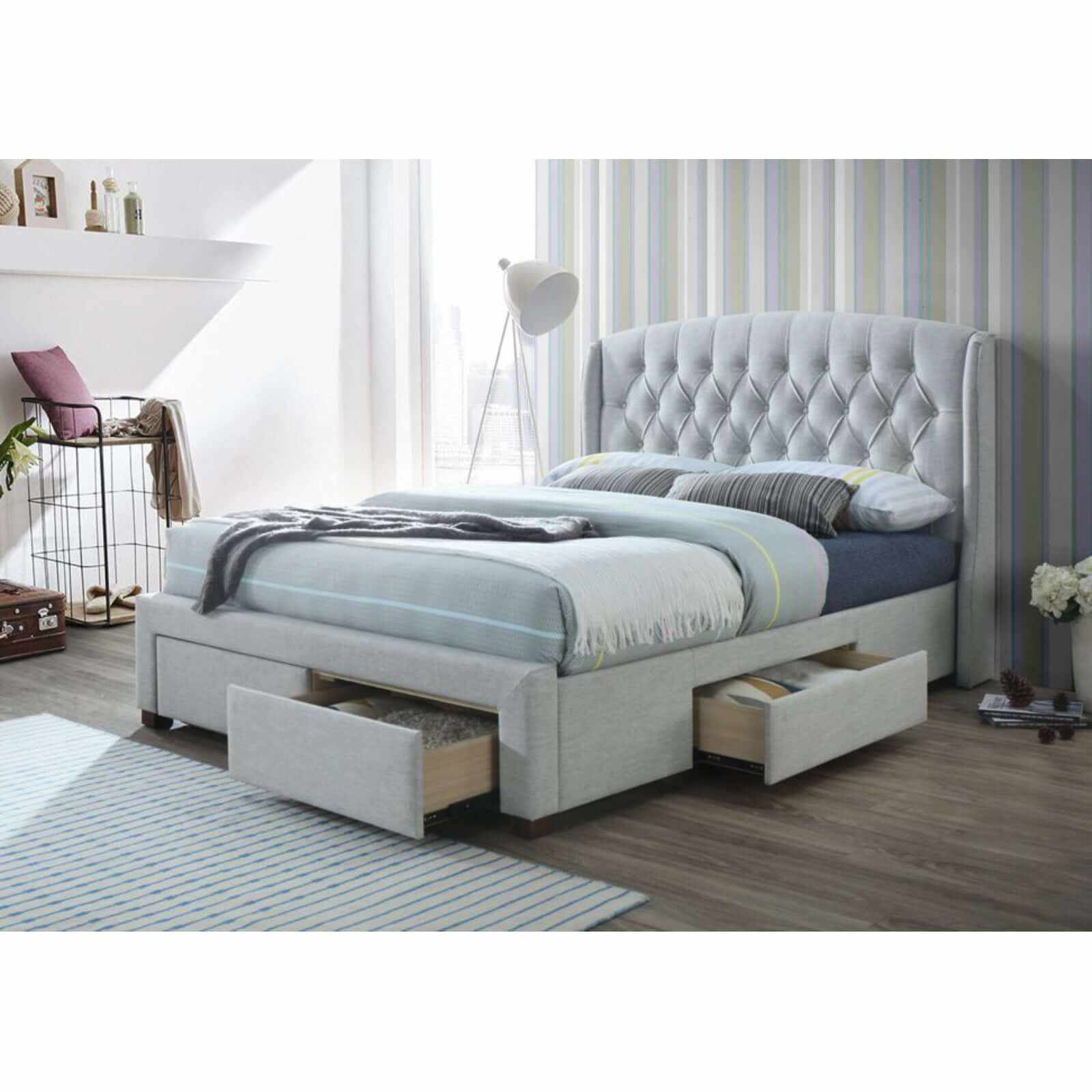 Honeydew King Bed Frame With Drawer - Beige